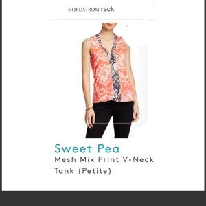 V neckSweet Pea - Mesh Mix Print V-Neck Tank 